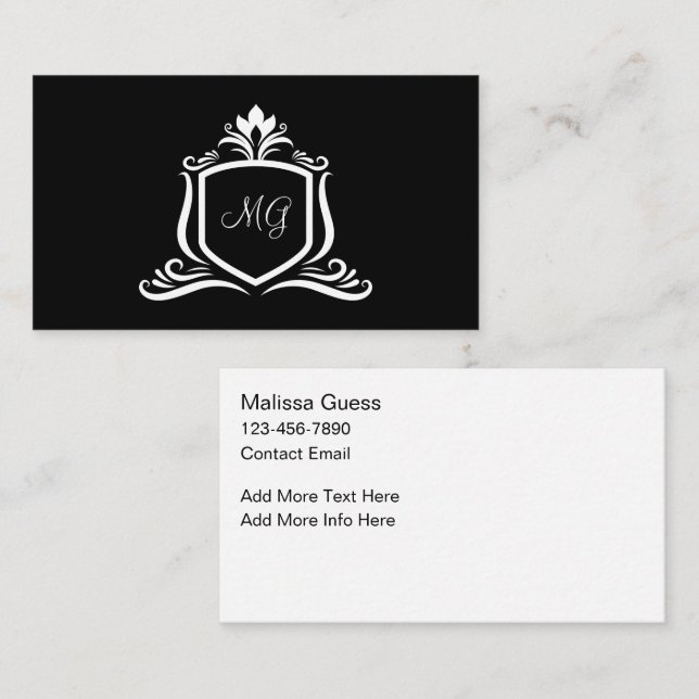 Classy Monogram Elegant Business Cards (Front/Back)