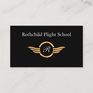 Classy Monogram Flight School Business Card