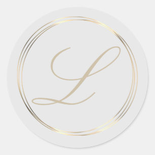 Classy Monogram Gold Circles Classic Round Sticker