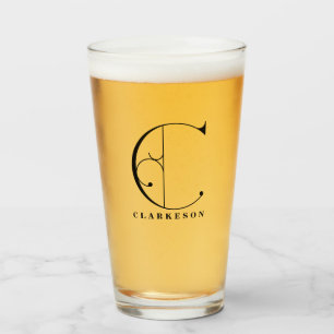 Classy Monogram Initial C with Last Name Glass