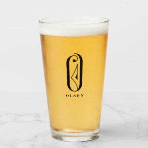 Classy Monogram Initial O with Last Name Glass