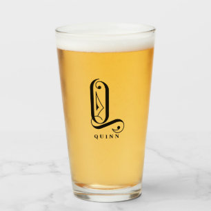 Classy Monogram Initial Q with Last Name Glass