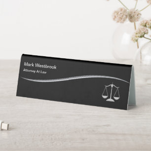 Classy Monogram Modern Attorney Desk Name Plate