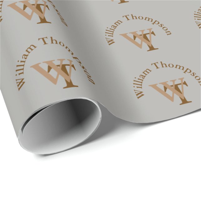 classy monogram pattern on grey wrapping paper (Roll Corner)