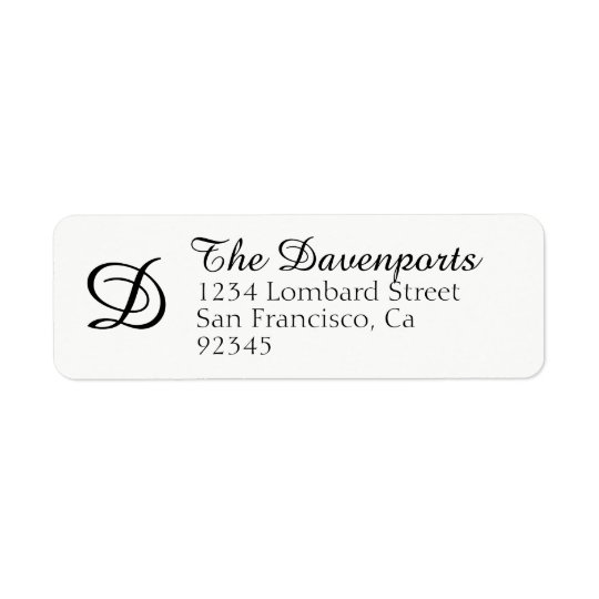 Classy Monogram Return Address Label