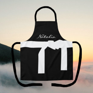 Classy Monogrammed Name Black and White Apron