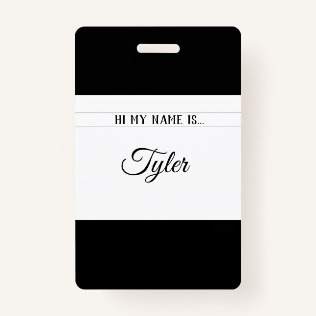 Classy Monotone Name Tag ID Badge (Front)