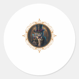 Classy Mood Cat T Gangsters Cat Retro Cat In a Hat Classic Round Sticker