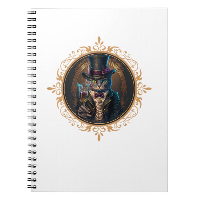 Classy Mood Cat T Gangsters Cat Retro Cat In a Hat Notebook (Front)