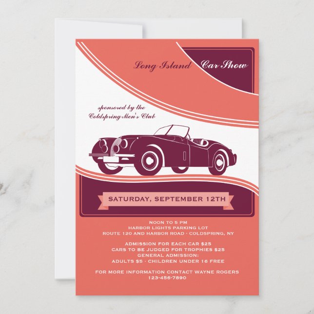 Classy Motorcar Car Show Announcement/Invitation Invitation (Front)