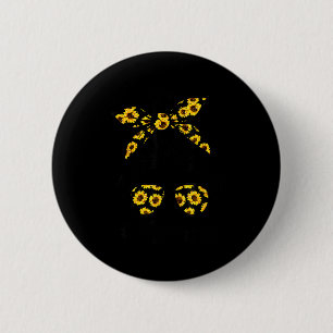 Classy mum life with sunflower messy bun mother's 6 cm round badge