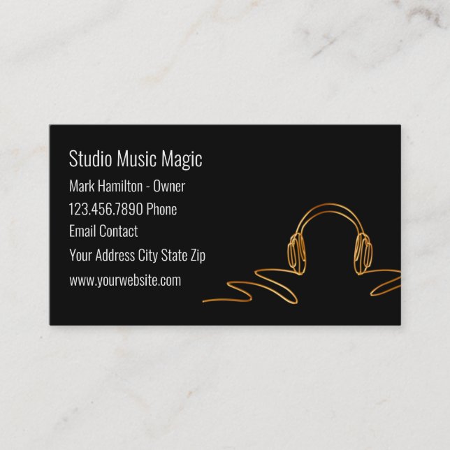 Classy Music Recording Studio Business Card (Front)
