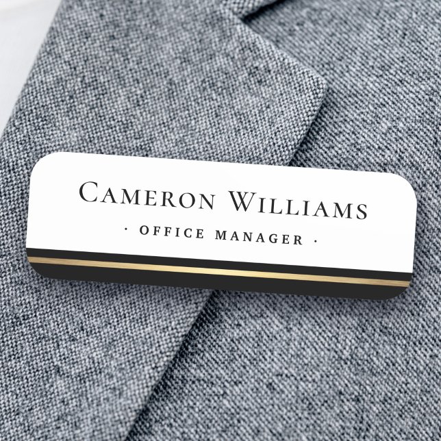 Classy name title black faux golden gradient tag (Classy name title black faux golden gradient name tag)