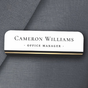 Classy name title black faux golden gradient tag