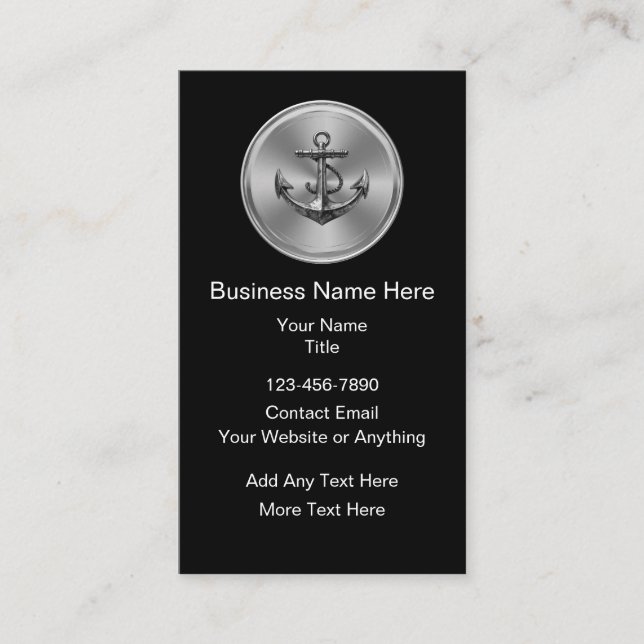 Classy Nautical Anchor Theme Business Cards (Front)