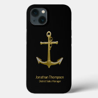 Classy Nautical Gold Anchor on Black