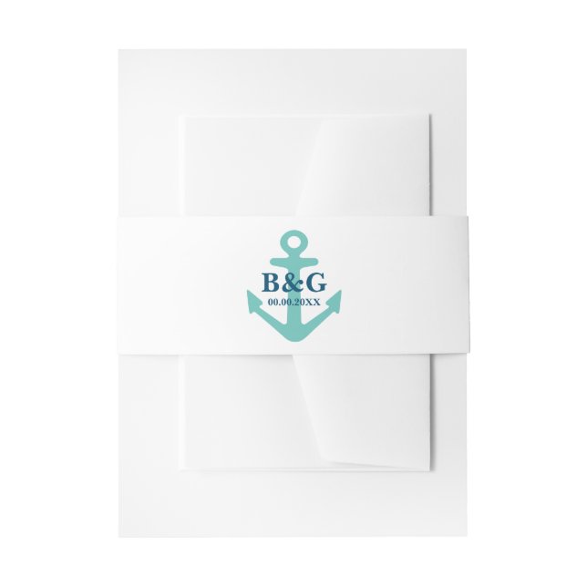 Classy nautical logo wedding Invitation Belly Band (Front Example)