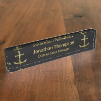 Classy Nautical Two Gold Anchor on Black