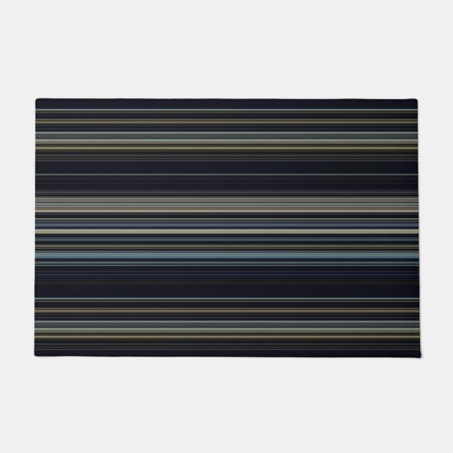 Classy Navy and Gold Multicolor Stripes Doormat (Front)