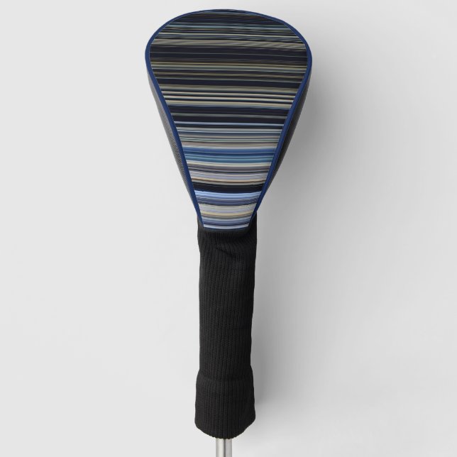 Classy Navy and Gold Multicolor Stripes  Golf Head Cover (Front)