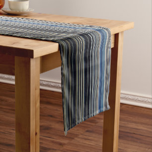 Classy Navy and Gold Multicolor Stripes  Short Table Runner