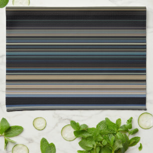 Classy Navy and Gold Multicolor Stripes Tea Towel