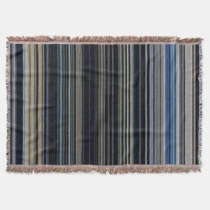 Classy Navy and Gold Multicolor Stripes Throw Blanket
