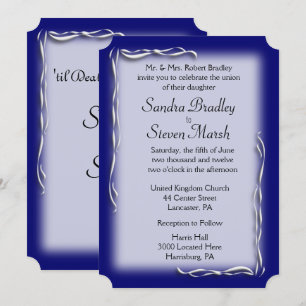 Classy Navy and White Wedding Invitation