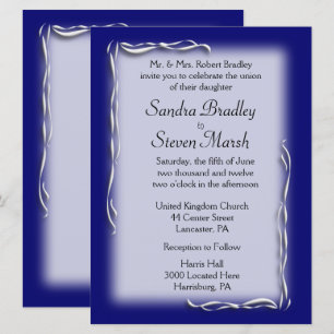 Classy Navy and White Wedding Invitation