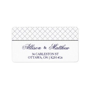 Classy Navy Blue Check Pattern Address Label