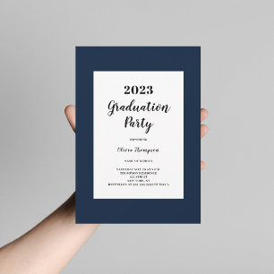 Classy Navy Blue Graduation Party  Invitation