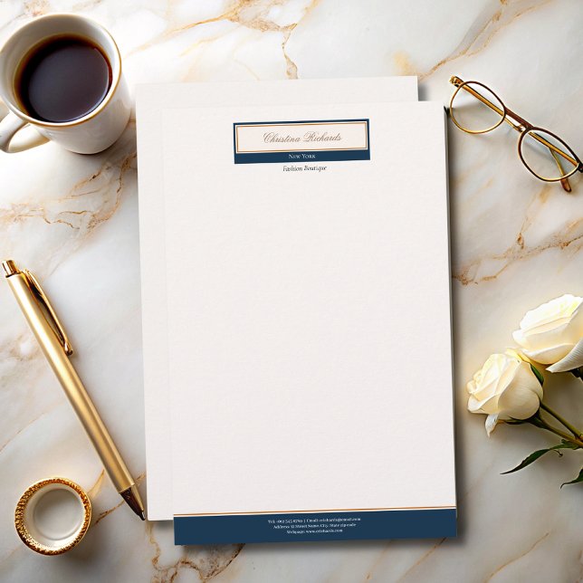 Classy Navy Blue Ivory Stationery (Creator Uploaded)