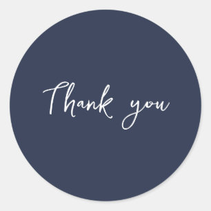 Classy Navy Blue Thank You Packaging Gift Business Classic Round Sticker