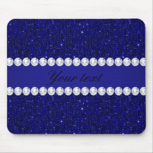 Classy Navy Sequins and Diamonds Personalised Mouse Mat