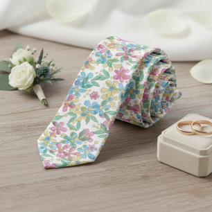Classy Neck Tie With Elegant Easter Floral Pattern