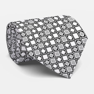 Classy Necktie With Black White Grey Retro Pattern
