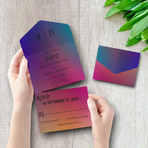 Classy neon colours chic All in One Wedding Invite