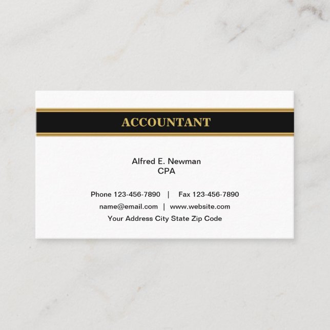 Classy New Accountant CPA Business Card (Front)
