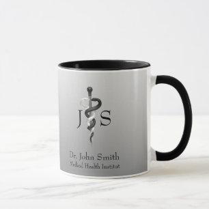 Classy Noble Elegant Medical Black White Asclepius Mug