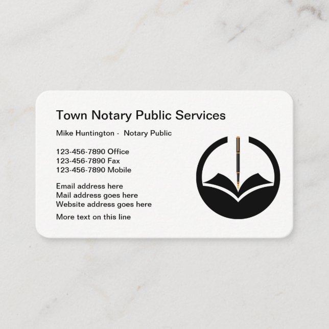 Classy Notary Public Logo Template Business Cards (Front)