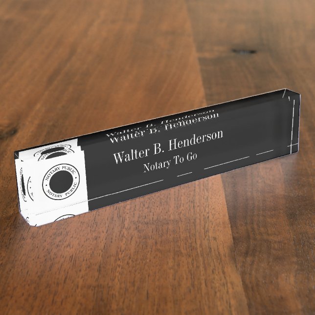 Classy Notary Public Staff Desk Plaque Nameplate (Side)