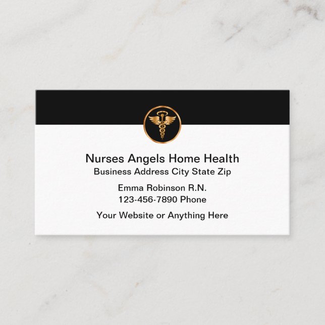 Classy Nursing Home Health Business Cards (Front)