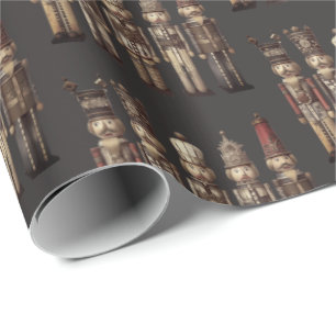 Classy Nutcracker Soldiers Brown Traditional Wrapping Paper
