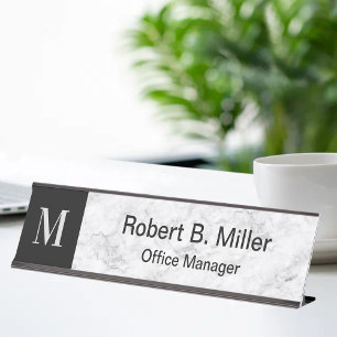 Classy Office Monogram Executive Desk Name Plaque Plate