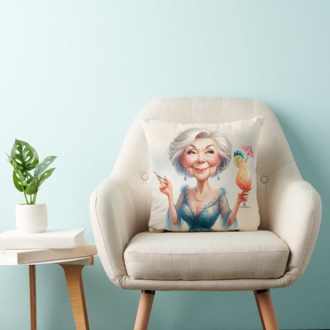 Classy Old Lady With a Cocktail Cushion (Chair)