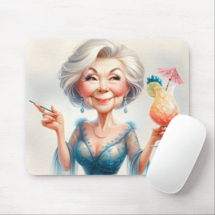 Classy Old Lady With a Cocktail Mouse Mat