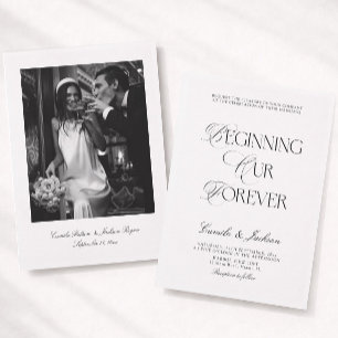 Classy Old Money Black and White Wedding Invitation