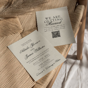 Classy Old Money Whimsical Retro QR Code Wedding Invitation