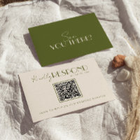 Classy Olive Green Old Money Fancy QR Code Wedding