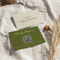 Classy Olive Green Old Money QR Code Wedding